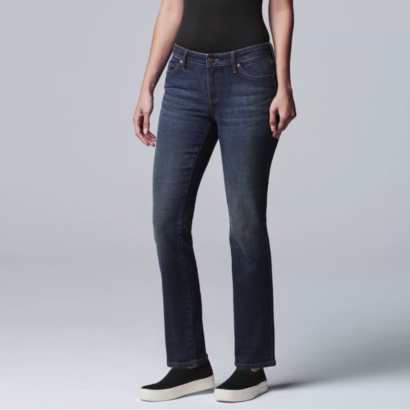 Simply Vera Vera Wang Denim - 🌼NWT Simply Vera Vera Wang Dark Blue Mid-Rise Straight Leg Jeans
